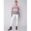 Striped Net Stitch Sweater - Port