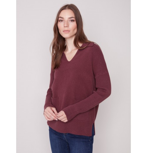 Johnny Collar Sweater - Port