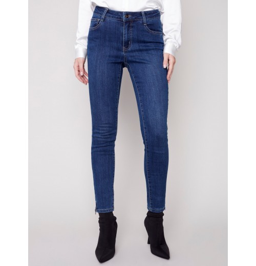 Jeans with Side Zipper - Indigo