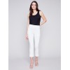 Capri Pants with Hem Slit - White