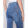 Frayed Hem Denim Pants - Medium Blue