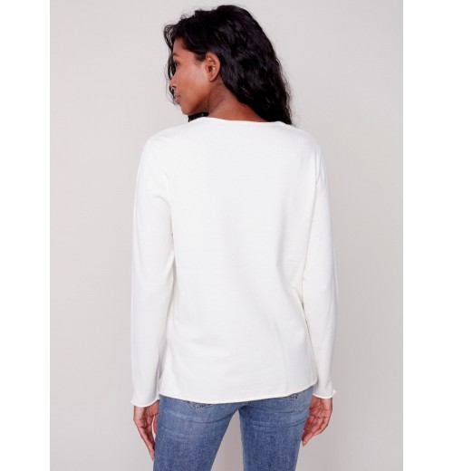 Basic V-Neck Sweater - Ecru