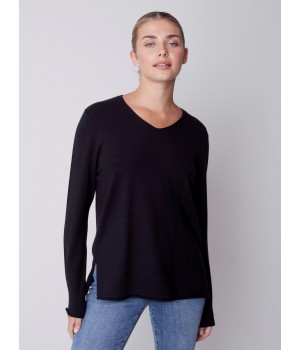 Basic V-Neck Sweater - Black