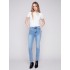 Bootcut Jeans with Asymmetrical Hem - Light Blue