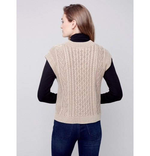 Cable Knit Sweater Vest - Truffle