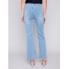 Flare Jeans with Decorative Buttons - Light Blue