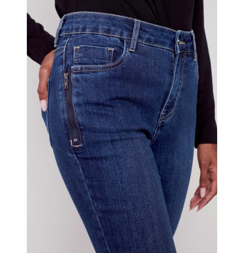 Jeans with Zipper Pocket Detail - Indigo