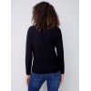 Knit Sweater with Diagonal Zipper Detail - Black