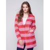 Long Plaid Cardigan with Shawl Collar - Orchid