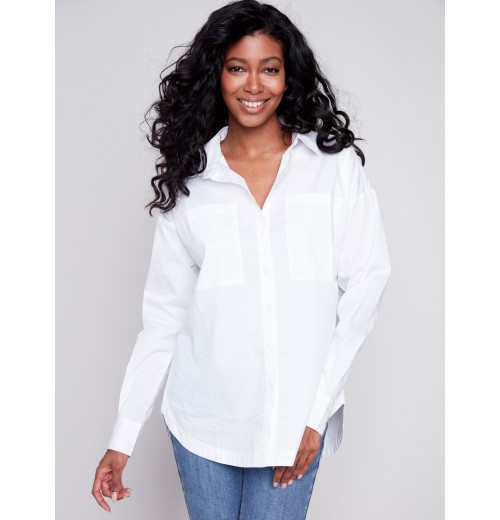 Loose Poplin Shirt - White