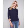 Organic Cotton Slub Knit Top - Navy