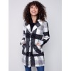 Plaid Bouclé Knit Coat - Black & Cream