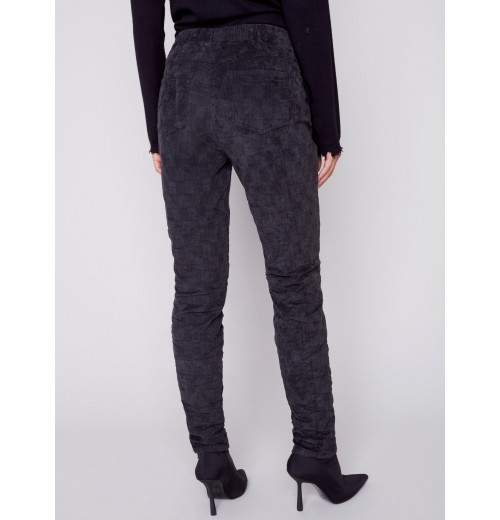 Printed Corduroy Crinkle Jogger Pants - Port