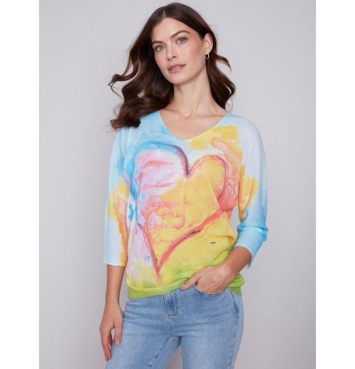 Printed Dolman Sweater - Multicolor