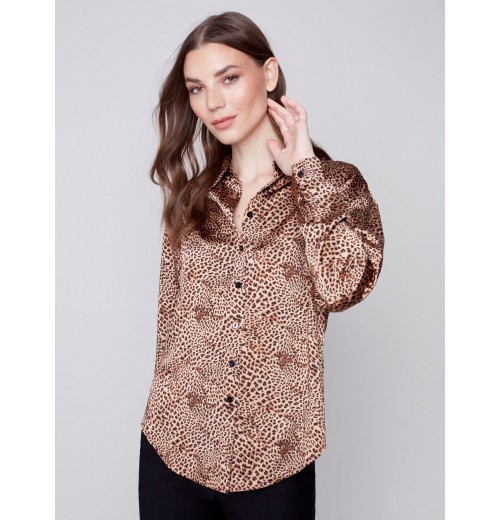 Printed Gutsy Satin Shirt - Animal