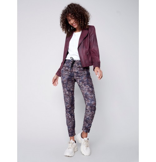 Printed Suede Crinkle Jogger Pants - Paisley