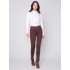 Pull-On Twill Pants with Snap Button Hem - Chocolate