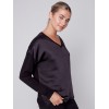 Satin and Jersey Knit Top - Black