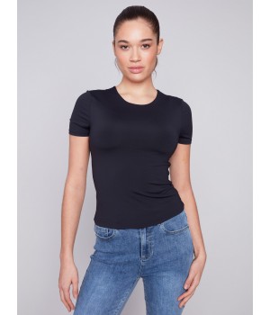 Short-Sleeved Super Stretch Top - Black