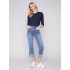 Straight Leg Jeans with Folded Cuff - Medium Blue