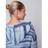 Striped Hooded Sweater with Kangaroo Pocket - Denim