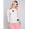 Sweater with Flower Patches - Beige