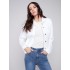 Twill Jean Jacket with Frayed Edges - White