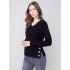 V-Neck Sweater with Grommet Detail - Black