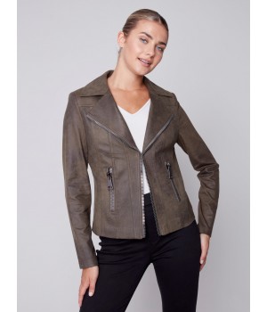 Vintage Faux Leather Perfecto Jacket - Spruce