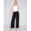 Wide Leg Pants with Drawstring - Black