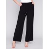 Wide Leg Pants with Drawstring - Black